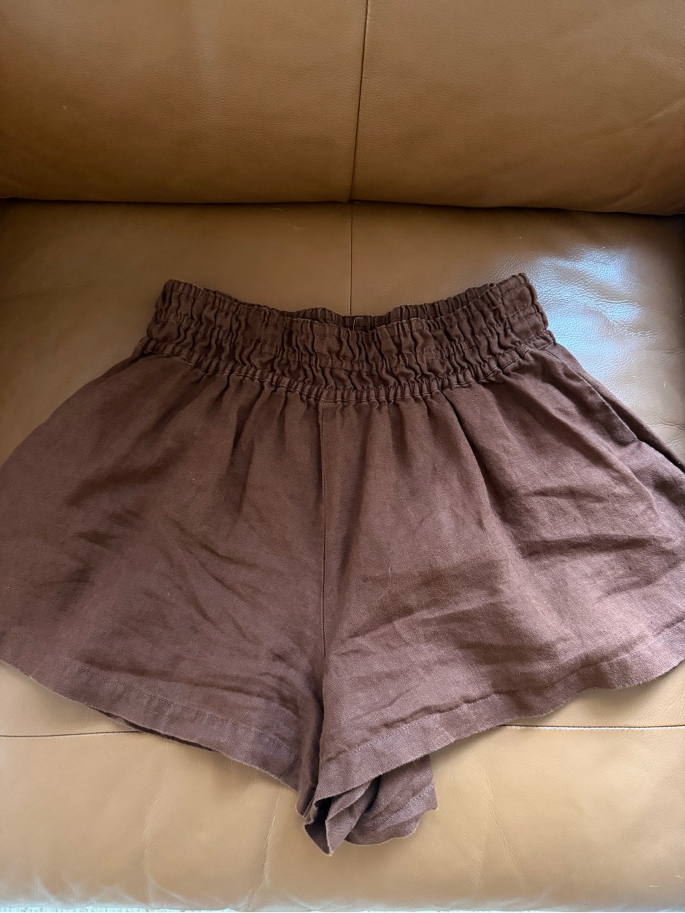 Anthropologie 100% Linen somerset shorts in Brown size Small EUC - Picture 7 of 9